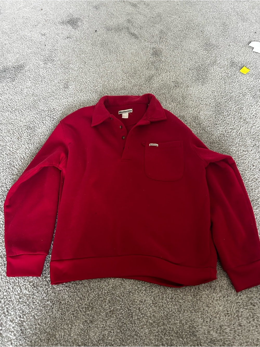 Men's Crewneck Snap-Front Pullover Sweater in Deep Red